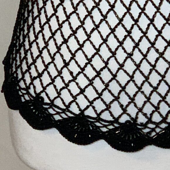 Handmade Vntg Crocheted Beaded Fishnet Tank Sz 8 - Picture 6 of 9